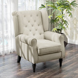 Fauteuil d'appoint en tissu, fauteuil à oreilles avec pieds en bois