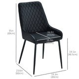 Chaises de cuisine rembourrées, lot de 2 chaises de salle à manger modernes avec capitonnage en losange et pieds en acier pour salle à manger