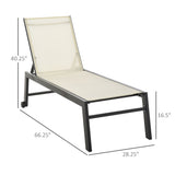 Outdoor Lounge Chair, Patio Lounger with 5-Position Reclining Backrest and 2 Wheels for Poolside