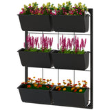 Jardinière murale 3 étages avec 6 pots pour usage intérieur et extérieur, support de plante suspendue