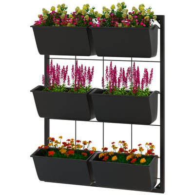 3-Tier Wall Planter with 6 Pots for Indoor and Outdoor Use, Hanging Plant Holder