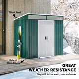 6.5x4FT Galvanised Metal Shed with Foundation Kit, Lockable Garden Tool Storage House with Sliding Doors
