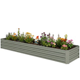 8'x2'x1' Galvanized Raised Bed, Large Elevated Planter Box for Growing Flowers