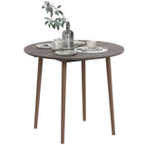 Folding Dining Table, Round Drop Leaf Kitchen Table for Small Spaces with Wood Legs