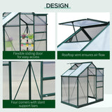6.2' x 4.3' x 6.6' Clear Polycarbonate Greenhouse Large Walk-In Green House Garden Plants Grow Galvanized Base Aluminium Frame w/ Slide Door