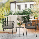 3 Piece Bistro Set, Wicker Outdoor Patio Furniture Set with Glass Top Table