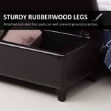 Banc Ottoman de Rangement, Repose-Pieds avec Pieds en Bois Massif, Coffre de Rangement en Cuir PU de 130 cm pour Salon