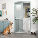 Dog Gate, Walk Through Pet Gate w/ Small Pet Door, 30