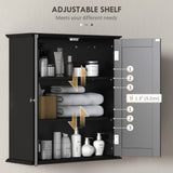 Bathroom Medicine Cabinet, Wall Cabinet with 2 Doors and Adjustable Shelf