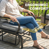 Patio Glider, Outdoor Glider Chair with Cushions, Steel Frame