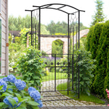 Outdoor Metal Trellis Garden Arch Arbor w/ Lucky Leaf Clover Gate for Ceremony Wedding Party Garden Lawn
