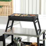 Portable Charcoal Grill with Pull-Out Charcoal Basin, Folding Tabletop Barbecue