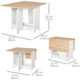 Foldable Dining Table, Folding Table with Storage Shelf
