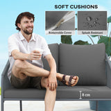 Garden Sofa with Cushions, 2-Seater Outdoor Balcony Rattan Sofa, 112 x 72 x 76 cm