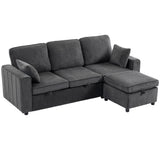 Modular Sectional Sofa Bed with Reversible Storage Ottoman
