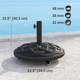 Round Patio Umbrella Base with Wheels, 44 lbs Resin Umbrella Stand Base, 1.3