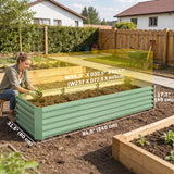 8'x2.6'x1.5' Galvanized Raised Bed, Large Elevated Planter Box for Growing Flowers