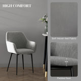 Ensemble de 2 chaises de cuisine, chaises de salle à manger tapissées tissu aspect velours avec dossier, accoudoirs et pieds d'acier