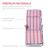 Set of 2 Garden Sun Lounger, Outdoor Reclining Seat Cushioned Seat, Foldable Adjustable Recliner