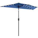 Half Outdoor Patio Umbrella with Solar LED Lights Half Umbrella with Crank