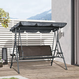 Outdoor 3-Seat Porch Swing with Canopy, Pillows and Steel Frame