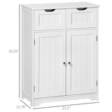 Meuble de salle de bain, Armoire de rangement pour salle de bain avec 2 tiroirs, Étagère réglable pour le salon