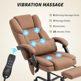 Office Chair with Massage, Pet-Friendly Faux Leather Reclining Desk Chair with Lumbar Support, Footrest