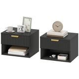 Tables de chevet flottantes, ensemble de 2 tables de nuit murales avec tiroir et tablette ouverte
