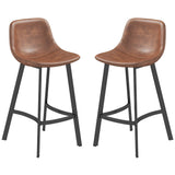 Counter Height Stools Set of 2, Upholstered Kitchen Stool with Back and Steel Legs