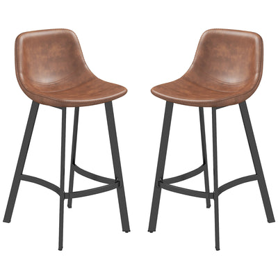 Ensemble de 2 tabourets de comptoir, tabouret de cuisine rembourré avec dossier et pieds en acier