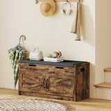 Shoe Storage Bench, Entryway Bench with 2-Tier Cabinet, Padded Cushion for Hallway