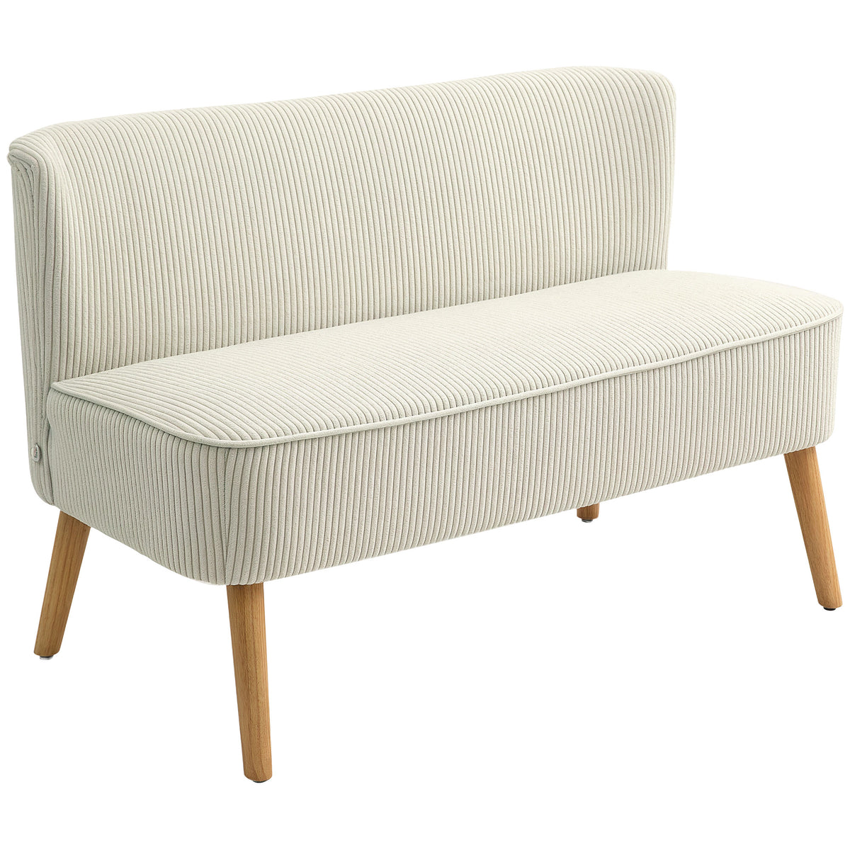Modern 2 Seater Sofa, Upholstered Two Seater Couch with Rubber Wood Legs
