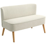 Modern 2 Seater Sofa, Upholstered Two Seater Couch with Rubber Wood Legs