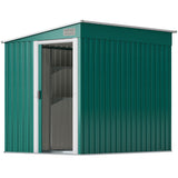 5x7 Garden Shed, Lean-to Metal Storage with Foundation, Sliding Door & 2 Vents for Garden Tools