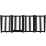 Free Standing Wooden Pet Gate Indoor Dog Barrier Foldable Step Over Doorway Fence Safety Gate with Open Door
