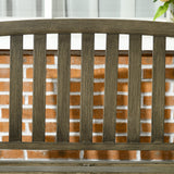 Outdoor Garden Bench, Metal Bench, Wood Look Slatted Frame Furniture for Patio