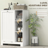 Laundry Cabinet with Removable Basket, Tilt Out Laundry Hamper with Adjustable Shelf and Open Compartments