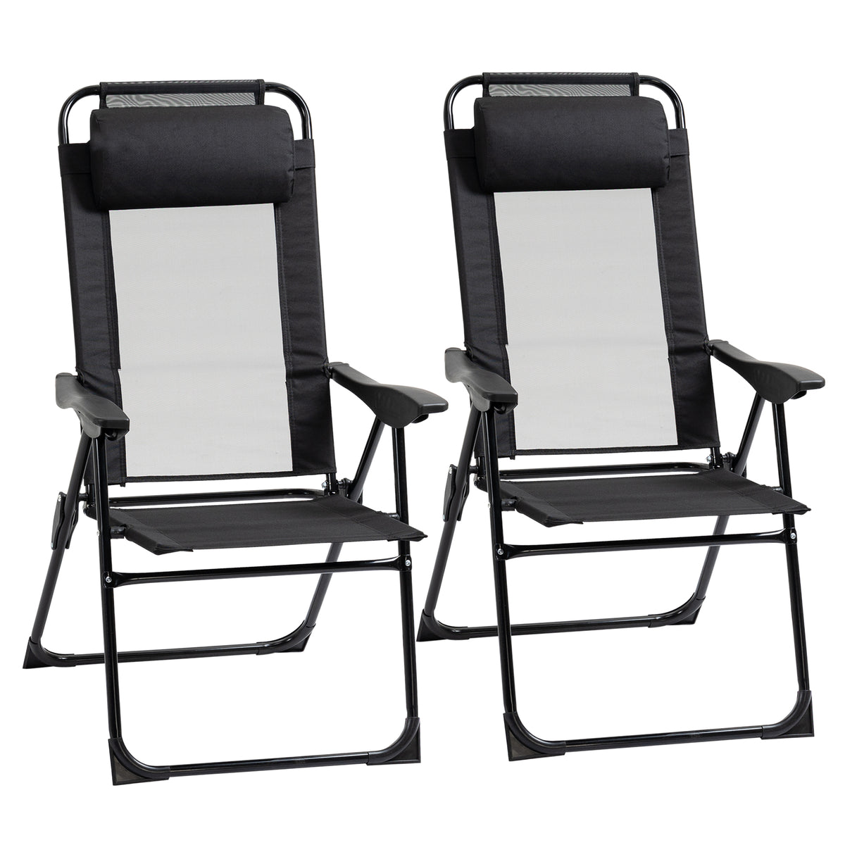 Chaises de camping doubles pliables avec inclinaison et appui-tête