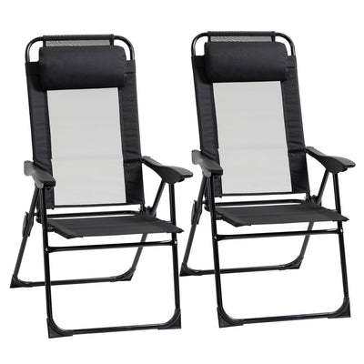 Double Camping Chairs Foldable w/ Reclining & Headrest