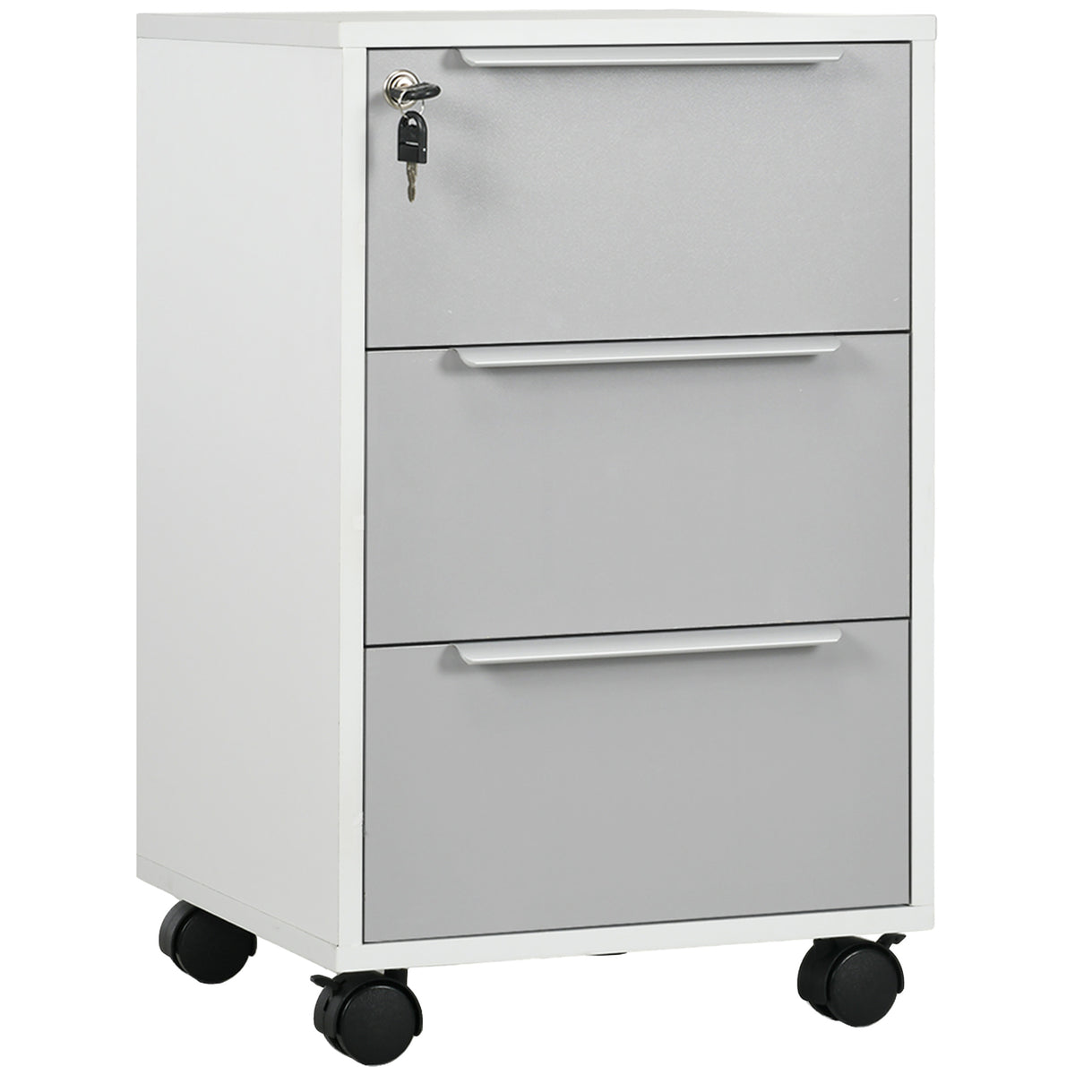 3 Drawer File Cabinet with Wheels, Vertical Filing Cabinet with Lock