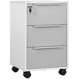 3 Drawer File Cabinet with Wheels, Vertical Filing Cabinet with Lock