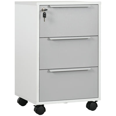 3 Drawer File Cabinet with Wheels, Vertical Filing Cabinet with Lock