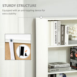 4-Tier Open Bookshelf with Doors Modern Home Office Bookcase Storage Cabinet for Living Room Bathroom Study