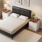 Nightstand with Charging Station 2 Drawers Bedside Table Set of 2