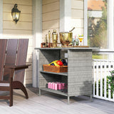 Wicker Outdoor Bar Table, PE Rattan Bar Height Patio Table with 2 Shelves, Steel Frame for Garden