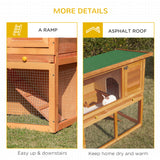 Wooden Rabbit Hutch, Indoor Outdoor Bunny Cage with Run, 2- Level Guinea Pig House with Slide-Out Tray