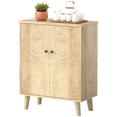 Storage Cabinet with Doors, Cupboard Organization with Shelf and Wood Legs