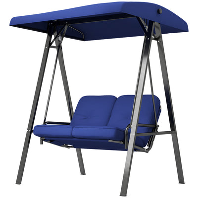 2-Seater Outdoor Porch Swing with Adjustable Canopy, Patio Swing Chair for Garden