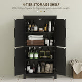 Farmhouse Bathroom Storage Cabinet, Bathroom Floor Cabinet with Barn Doors and Adjustable Shelf