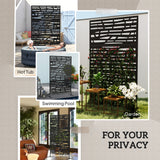 Decorative Outdoor Privacy Panel with Stand, Freestanding Metal Outdoor Divider for Garden